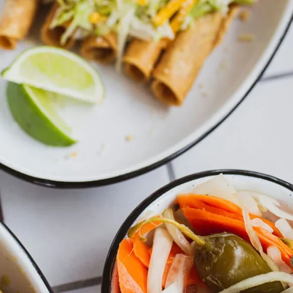 Rolled taquitos with lime at Roberto’s Point Loma
